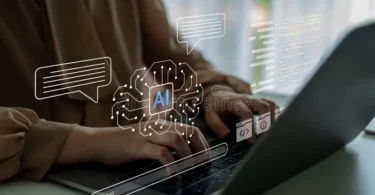 Beginner using ChatGPT on a laptop to learn artificial intelligence and improve productivity